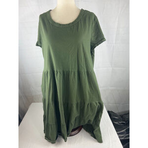 Women’s Time and Tru Cotton Short Sleeve Maternity Dress Sz XXL (20) Army Green